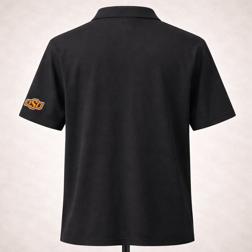 Southern Tide Skipjack Black Short Sleeve OSU Oklahoma State Football Polo L - Picture 2 of 4